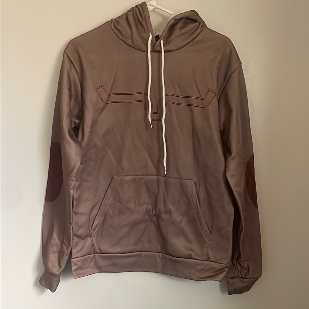Men's Tan Hoodie with Brown Accents